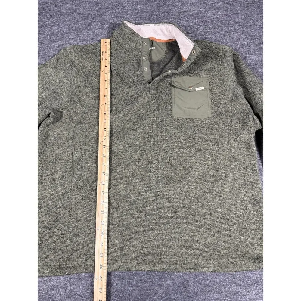Woolrich Sweater Mens XL Green Snap Henley Mock Neck Pullover Sweatshirt